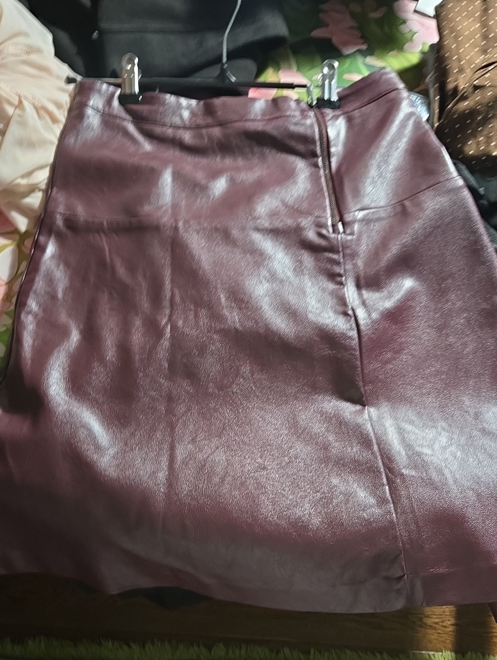 Reitmans Faux Leather Mini Skirt in Plum